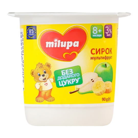 Сирок Мілупа 3% мультіфрукт 90г