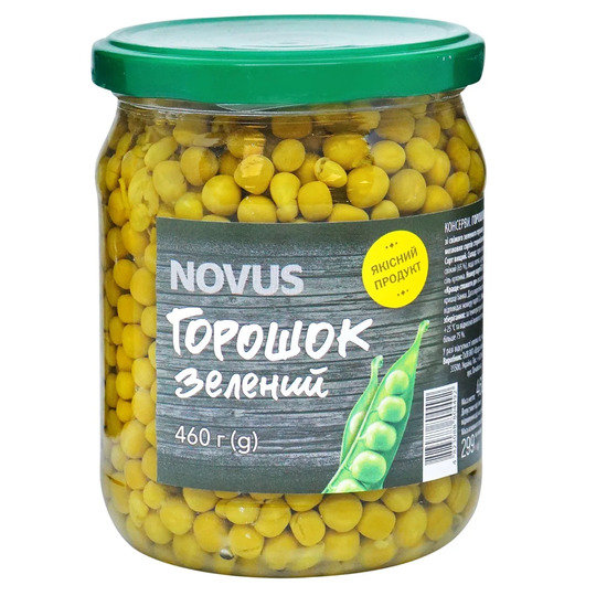 Горошок зел.конс. тв/б Novus 460г