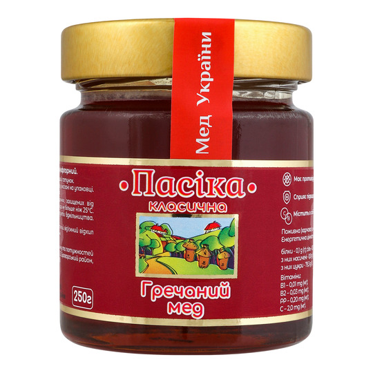Мед гречаний натуральний Пасіка с/б 250г