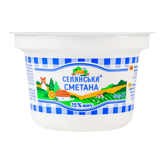 Сметана 15% Селянська 180г стакан