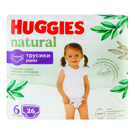 Трусики Huggies Natural pants (6) 26шт
