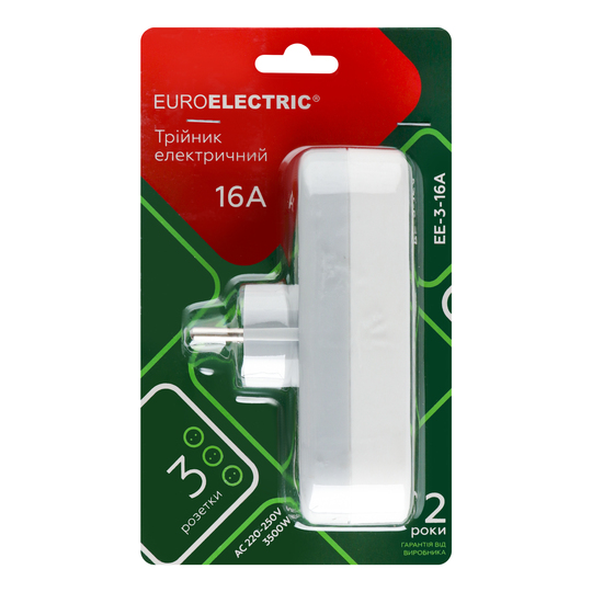 Трійник із заземлен.Euroelectric,X3 16A