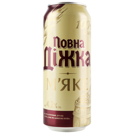 Пиво м'яке Повна Діжка 4,2% 0,5 з/б
