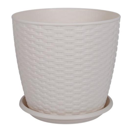 Вазон Ротанг Алеана,біла роза,24*22см