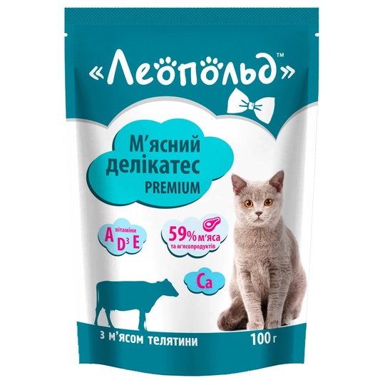 Корм д/кот.пауч Leopold Pr.М.д.тел. 100г