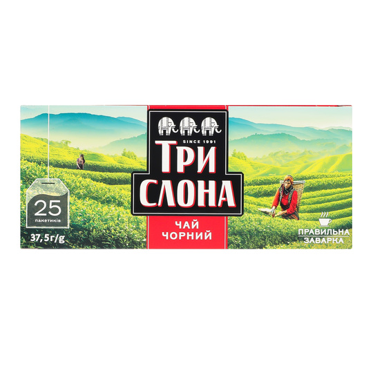 Чай чорний Три слона 25*1,5г