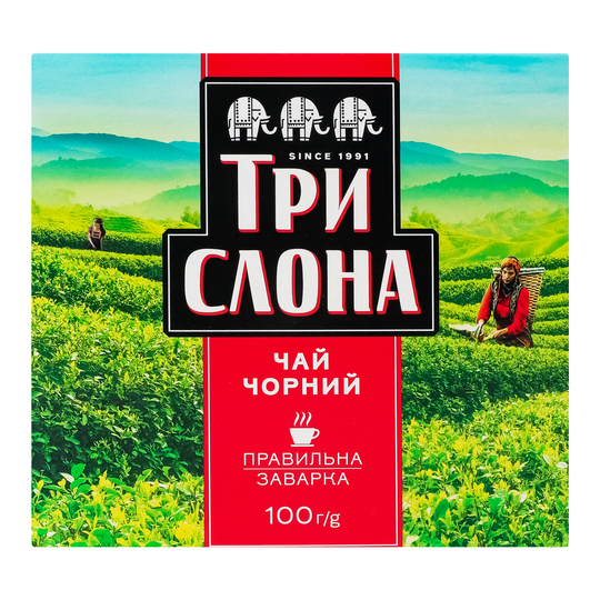 Чай чорний Три слона листовий 100г