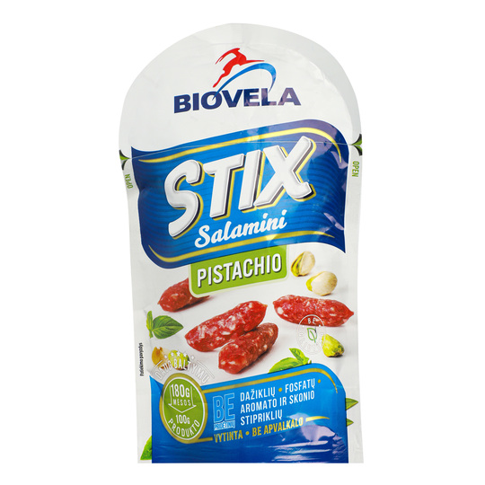 Ковбаски саляміні з фiсташ. Biovela 80г