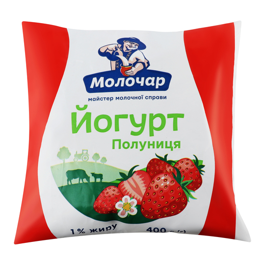 Йогурт Молочар1% Полуниця п/е 400г
