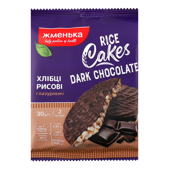 Хлібці рисові з/чорн.шок.Жменька 30г