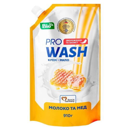 Крем-мило рідк.молоко.мед PRO WASH 910г