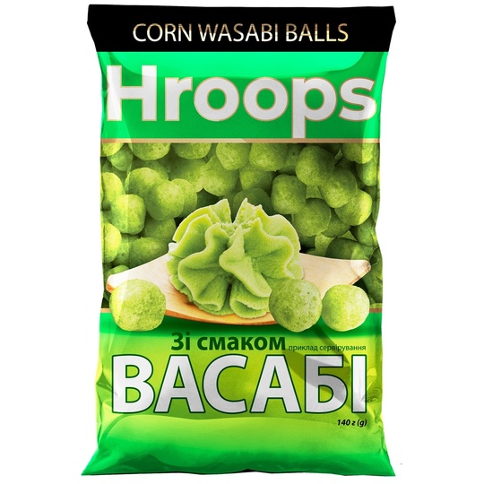 Снеки кукурудзяні васабі Hroops 140г