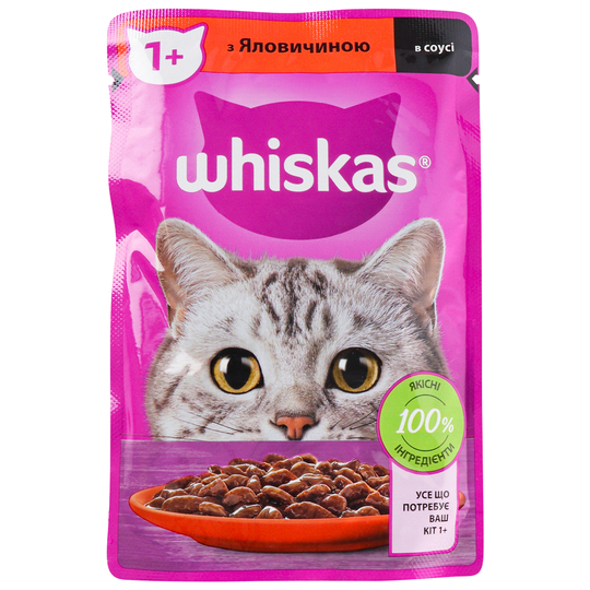 Корм д/кот. пауч Whiskas ялов. в соус85г