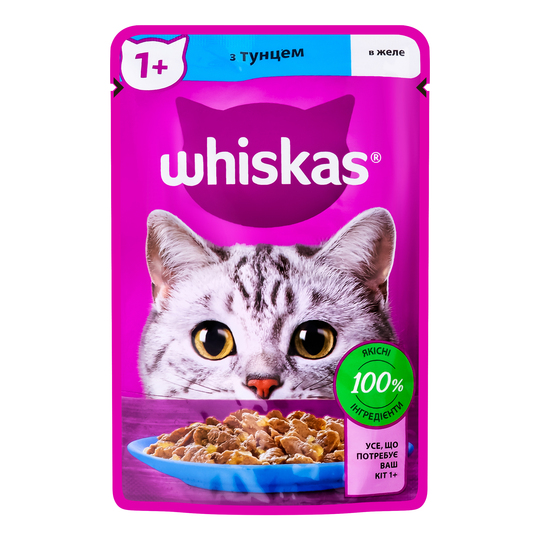 Корм д/кот. пауч Whiskas тун. в желе 85г