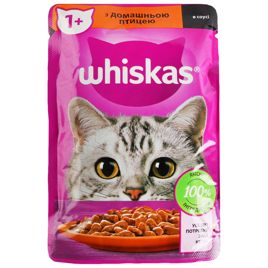 Корм д/кот. пауч Whiskas дом.пт. соус85г