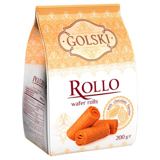 Вафлі рулетики шоколадні Golski 200г