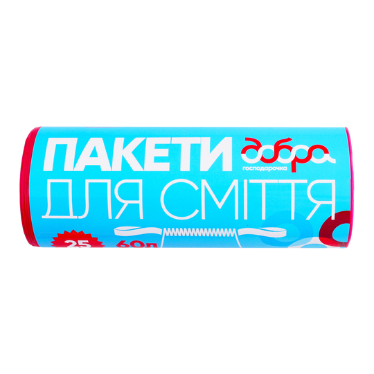 Пакети д/сміття з затяж.ДГ,чер.60л/25шт