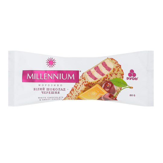 Морозиво Millennium біл.шок.-черешня 80г