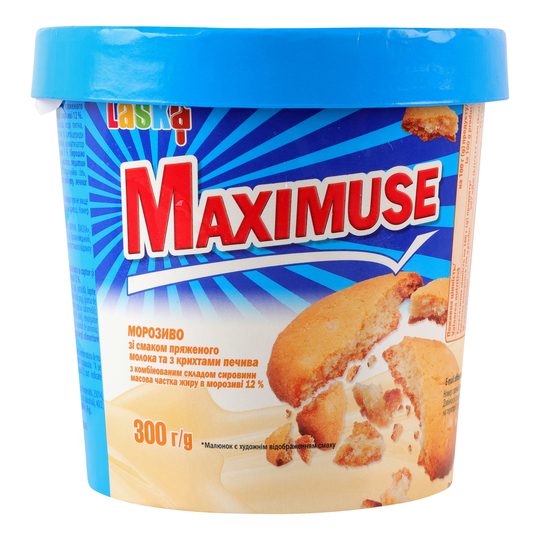 Морозиво Maximuse пряж.мол-печиво 300г