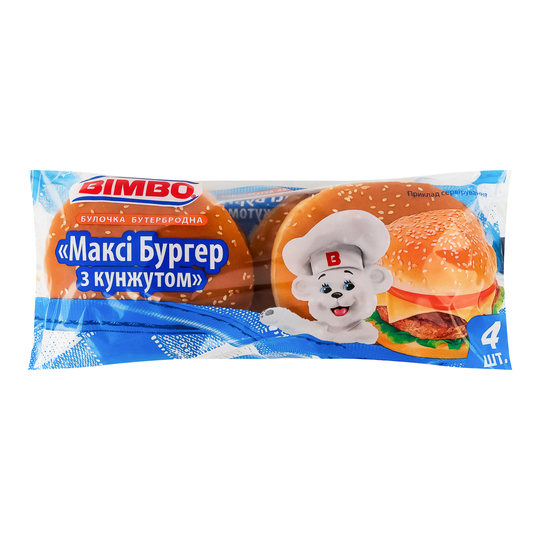 Булочка Максі бургер з кунжут.Бімбо 330г