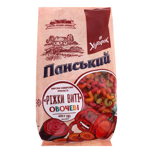 Макарони ріжк.овоч.Хуторок Панський 400г