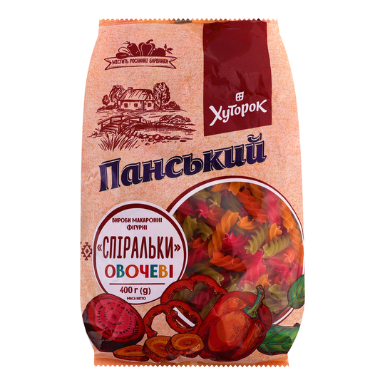 Макарони спір.овоч.Хуторок Панський 400г