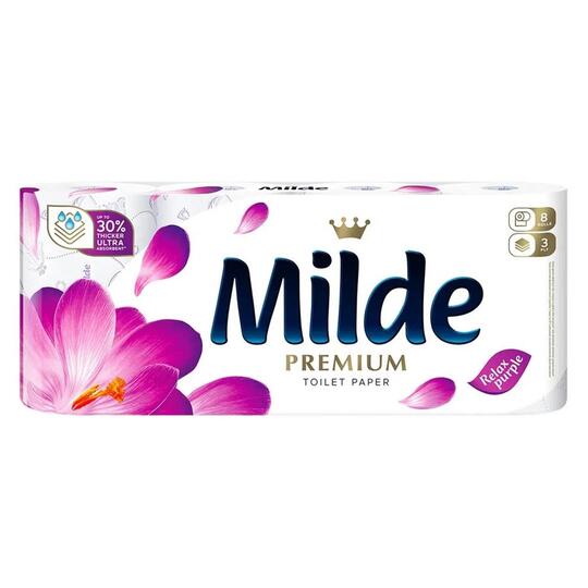 Папір туал.цел.3ш.Milde S&S Rel.Purp.8шт