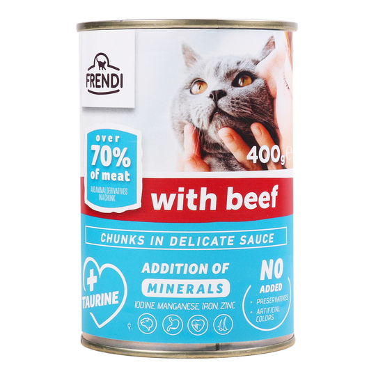 Корм д/кот.конс.Frendi шм. ялов.соус400г