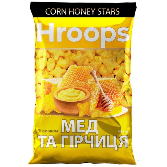 Снеки кукуруд.мед+гірчиця Hroops 140г