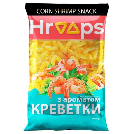Снеки кукурудзяні креветки Hroops 140г