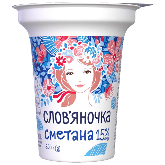 Сметана Слов'яночка 15% ст.300г