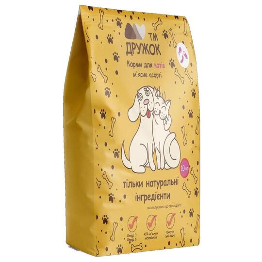 Корм д/кот.сух. Дружок Plus м'яс.ас. 1кг