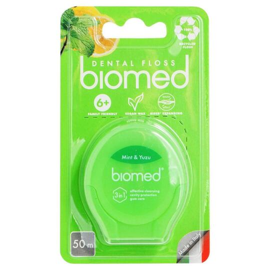Нитка зубна з м'ятою і юдзу Biomed 50м