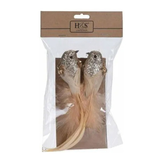 Прикраси на кліпсі пташки,золотий 2шт