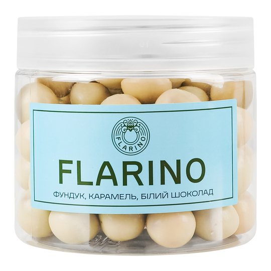 Фундук у карамелі з біл.шок.Flarino 180г