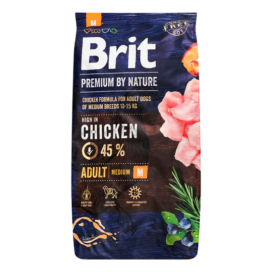 Корм д/соб.сер.п.сух. Brit Premium M 8кг