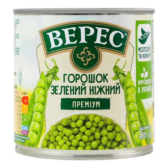 Горошок зел.ніж. Преміум Верес ж/б 420г