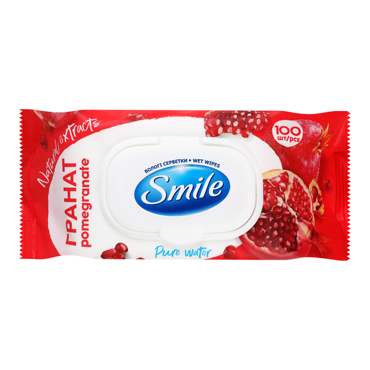 Серветки вологі гранат Smile 100шт