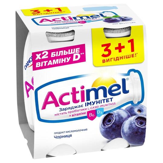 Продукт к.м. Actimel 1,4% чорн.4х100г