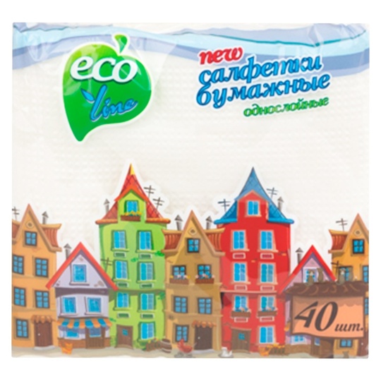 Серветки ст.1ш. 22*24 Eco Line білі 40шт