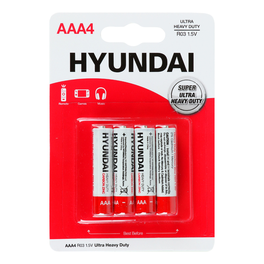 Батарейка сольова блістерAAA Hyundai 4шт