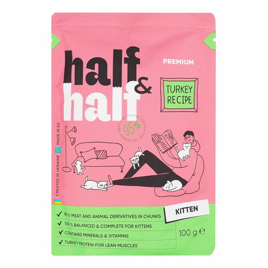 Корм д/кош.пауч Half&Half шм.інд.жел100г