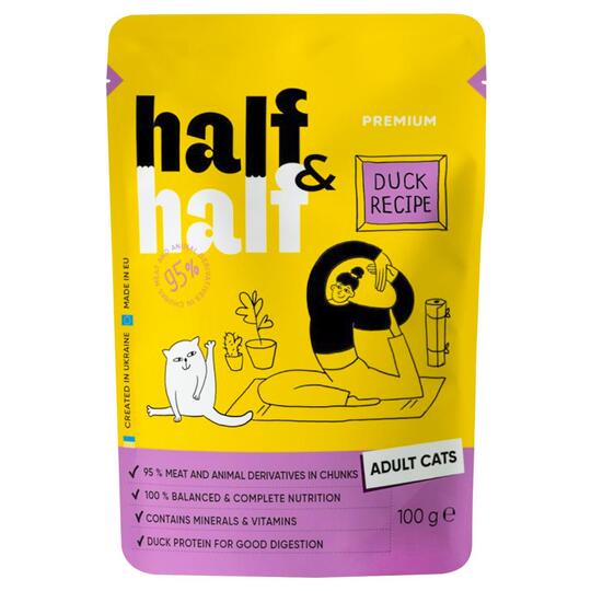 Корм д/кот.пауч Half&Half шм.кач.с. 100г