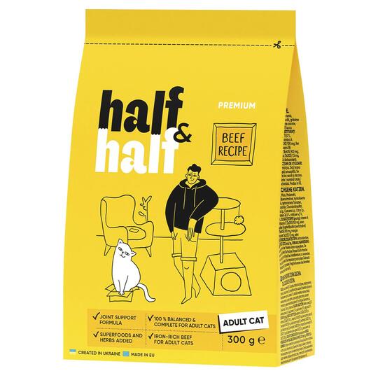 Корм д/кот.сух. HalfHalf яловичина 300г