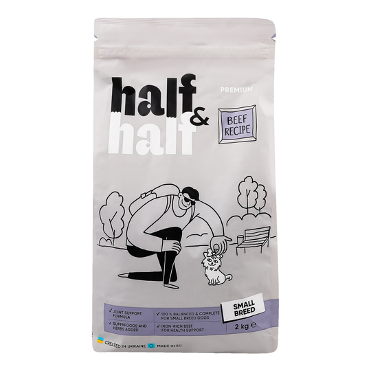Корм д/соб.мал.пор.сух.HalfHalf ялов.2кг