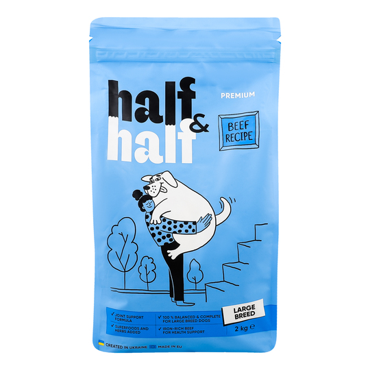 Корм д/соб.вел.пор.сух.HalfHalf ялов.2кг