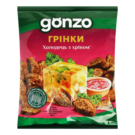 Грінки житні холодець з хріном Gonzo 90г