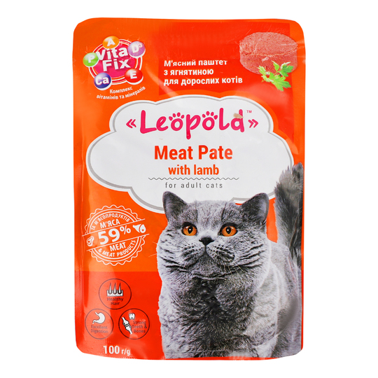 Корм д/кот. пауч Леопольд пашт. ягн.100г