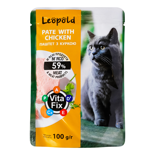 Корм д/кот. пауч Леопольд пашт. кур.100г