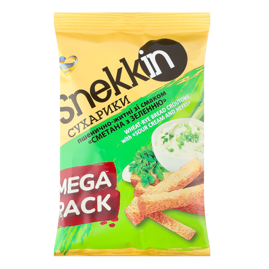 Сухарики пш.-жит.смет+зел.Snekkin 150г